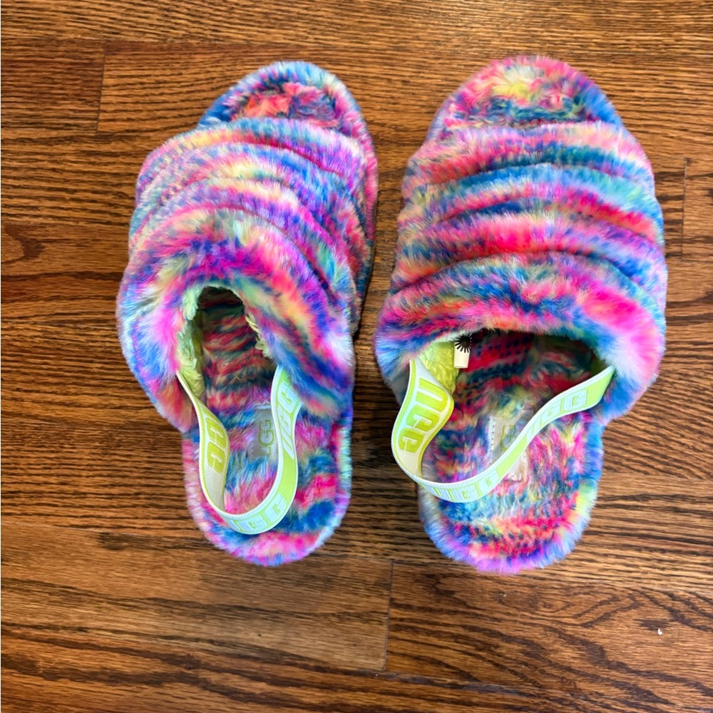 Ugg sling back furry slippers- fluff yea